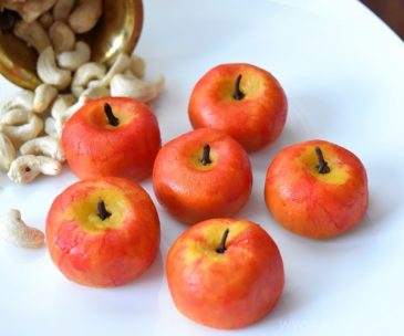 Apple Shaped Kaju Katli / Apple Shaped Cashew Nut Burfi